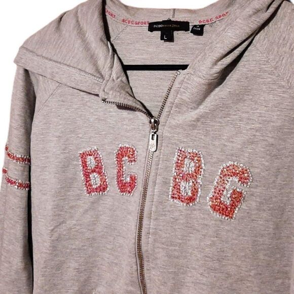Y2K BCBG Max Azria Bling Hoodie sz L - Picture 2 of 5